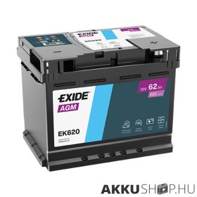   EXIDE Start-Stop AGM EK620 12V 62Ah 680A autó akkumulátor JOBB+