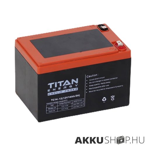 Titan Energy Cyclic AKKUMULÁTOR 12V 14Ah 6-DZM-14 - F2 csúszósarus