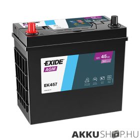   EXIDE Start-Stop AGM EK457 12V 45Ah 380A autó akkumulátor BAL+ vékony saru Asia