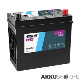   EXIDE Start-Stop AGM EK454 12V 45Ah 380A autó akkumulátor JOBB+ vastag saru Asia