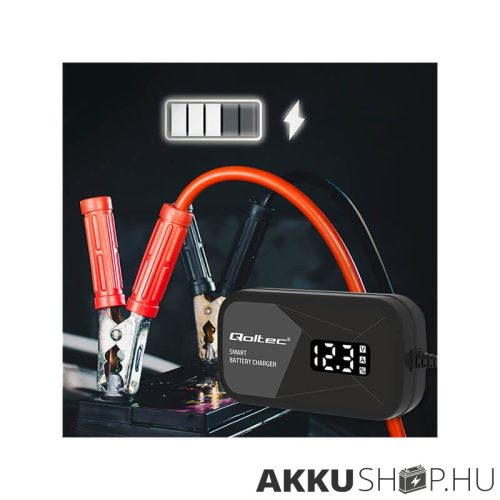 Qoltec Intelligens Akkumulátor töltő, 12V 2A AC/DC  LCD kijelzős AGM GEL