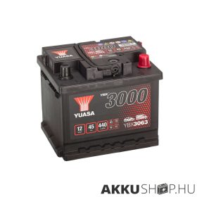 Yuasa 12V 45Ah 440A YBX3063 autó akkumulátor JOBB+
