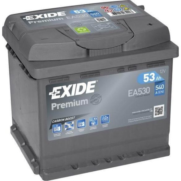 EXIDE Premium EA530 53Ah 540A autó akkumulátor jobb+  