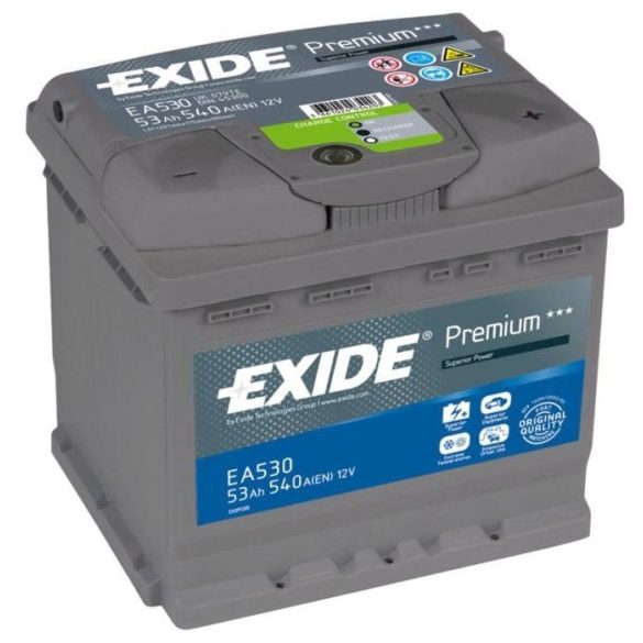 EXIDE Premium EA530 53Ah 540A autó akkumulátor jobb+  