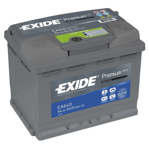 EXIDE Premium EA640 64Ah 640A autó akkumulátor jobb+  