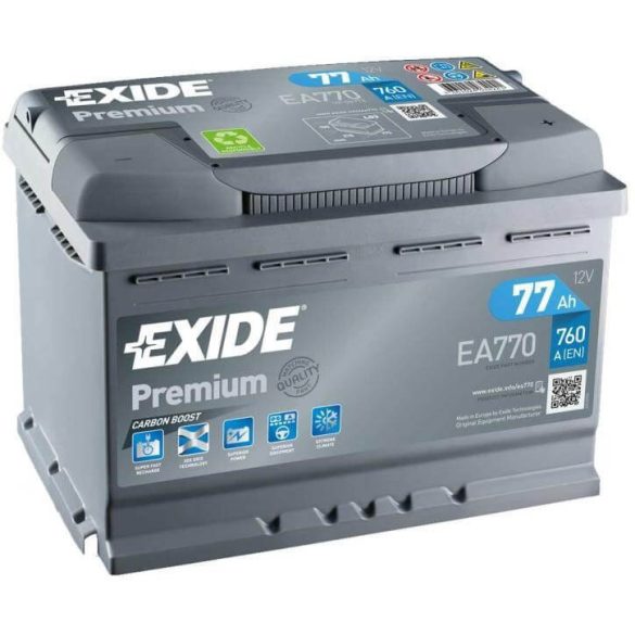 EXIDE Premium EA770 77Ah 760A autó akkumulátor jobb+  