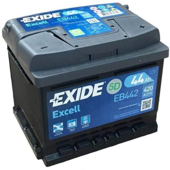 EXIDE Excell EB442 44Ah 420A autó akkumulátor jobb+  