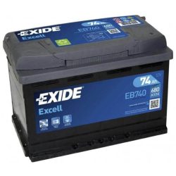 EXIDE Excell EB740 74Ah 680A autó akkumulátor jobb+  