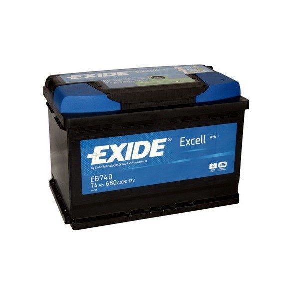 EXIDE Excell EB740 74Ah 680A autó akkumulátor jobb+  