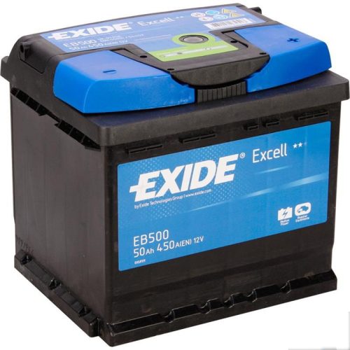 EXIDE Excell EB500 50Ah 450A autó akkumulátor jobb+  