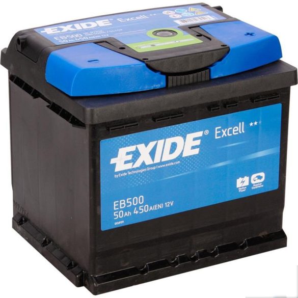 EXIDE Excell EB500 50Ah 450A autó akkumulátor jobb+  