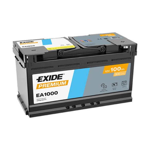 EXIDE Premium EA1000 100Ah 900A autó akkumulátor jobb+  