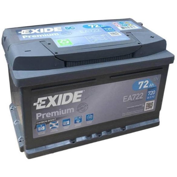 EXIDE Premium EA722 72Ah 720A autó akkumulátor jobb+  