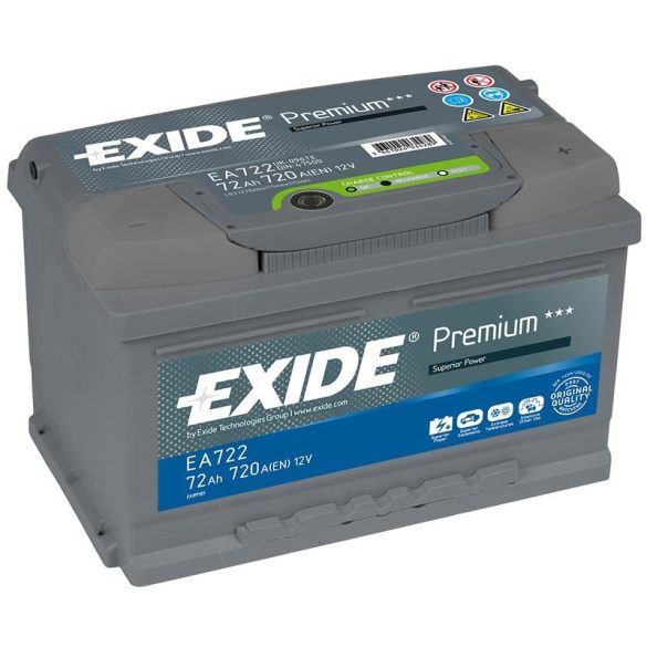 EXIDE Premium EA722 72Ah 720A autó akkumulátor jobb+  