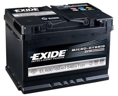 EXIDE ECM EL600 60Ah 540A start-stop autó akkumulátor jobb+  