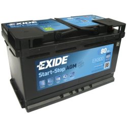 EXIDE Start-Stop AGM EK800 12V 80Ah autó akkumulátor jobb+