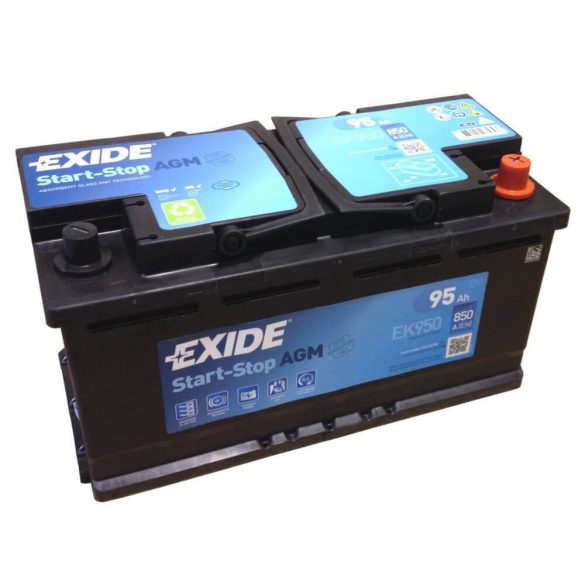 EXIDE Start-Stop AGM EK950 12V 95Ah autó akkumulátor jobb+