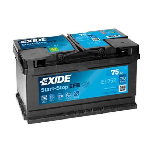 EXIDE Start-Stop EFB EL752 75Ah 730A JOBB+ autó akkumulátor