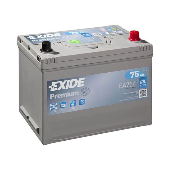 EXIDE Premium EA754 75Ah 630A autó akkumulátor JOBB+