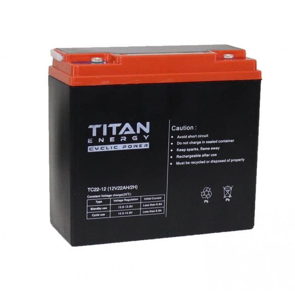 TitanEnergy CyclicPower 12V 22Ah kerékpár akkumulátor 6-DZM-22 zselés