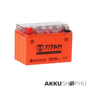   Titan Energy Bike Power YTX9-GEL 12V 9Ah 180A motorkerékpár akkumulátor BAL+