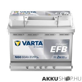   VARTA 12V EFB 60Ah 560500 start-stop N60 autó akkumulátor JOBB+