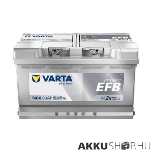 VARTA 12V EFB 80Ah 800A 580500 Start-stop autó akkumulátor N80 JOBB+